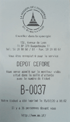 Ticket de dépôt CEFORE